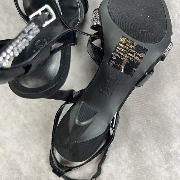 INC International Concepts Black Rhinestone Strappy Sandals – Size 8M – New - Picture 4 of 6